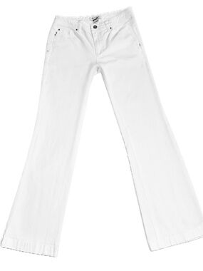 👖⚪ WHITE HOUSE BLACK MARKET White Flare Jeans Clean Girl | Women's Sz 6S